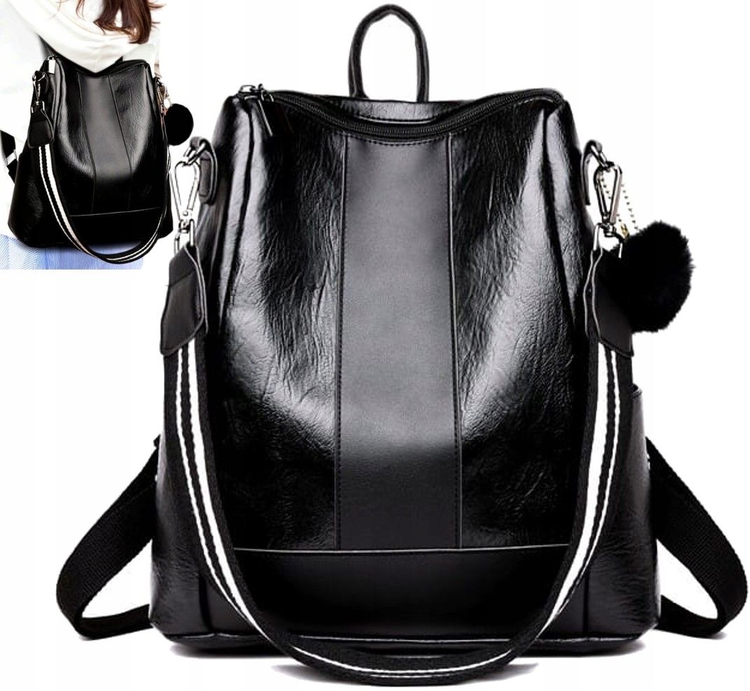 

czarny Plecak damski skórzany duży retro