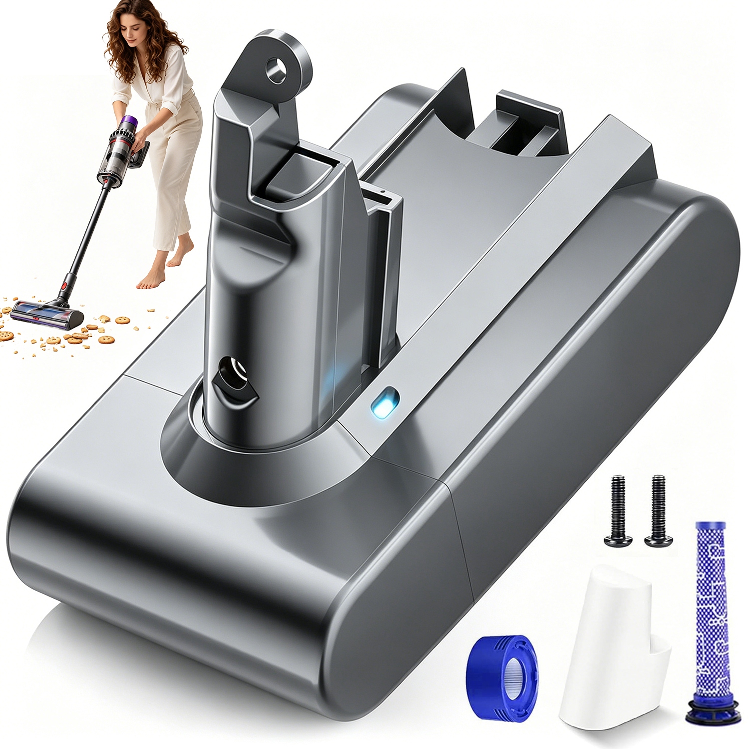 Bateria Do Dyson V6 DC62 2AH Zestaw Z Filtrami I Pokrywą Wysokiej Jakości