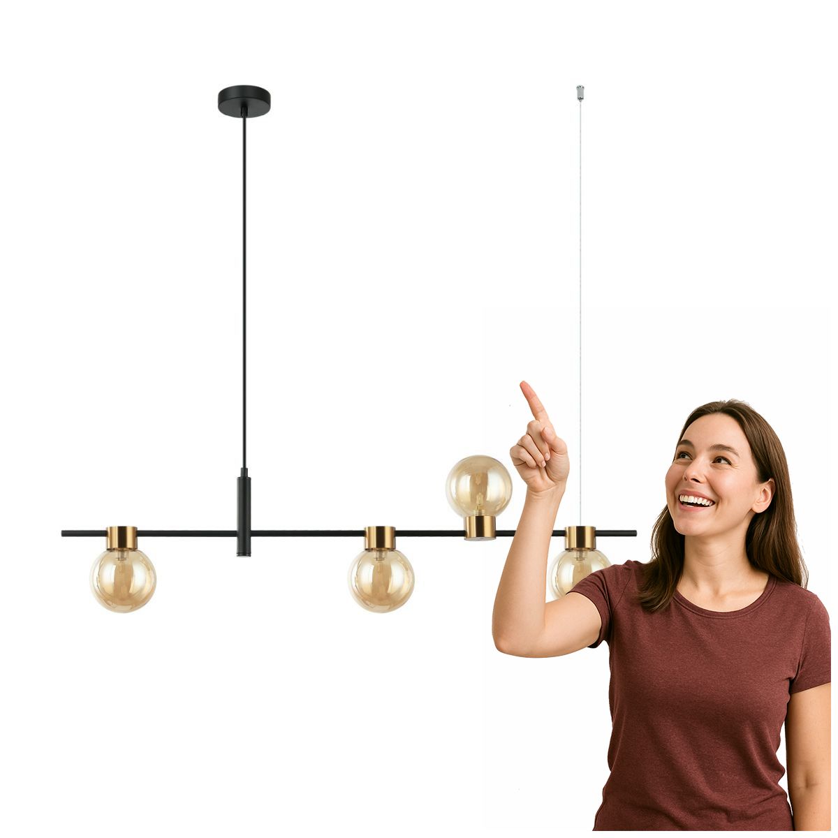 Luster Bletter 4-plamenný čierny jantár Italux