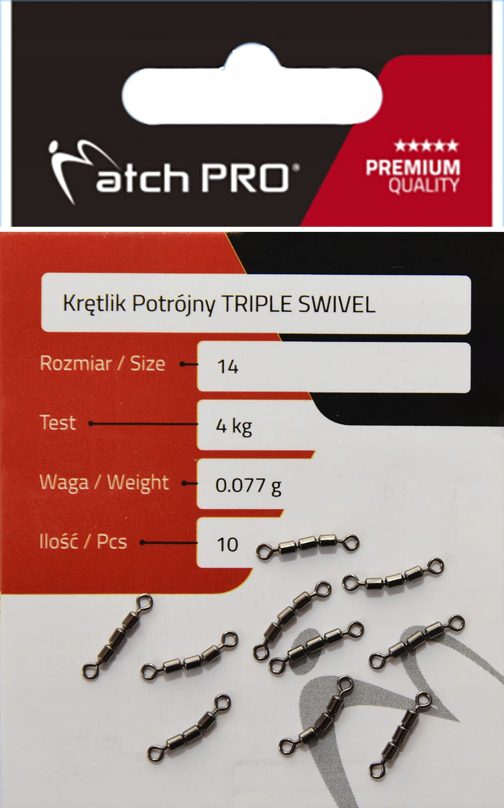 Matchpro Krętlik Potróny Triple Swivel Nr 14 10szt