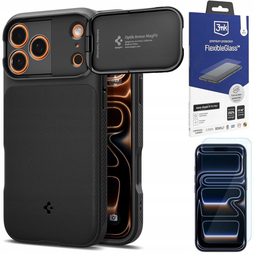 Pouzdro Spigen Optik Armor MagSafe Sklo 3mk pro Apple iPhone 17 Pro Max