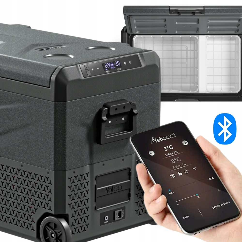 Lodówka Turystyczna Kompresorowa Yolco TCX50 Carb 52L Dual Zone Na Camping