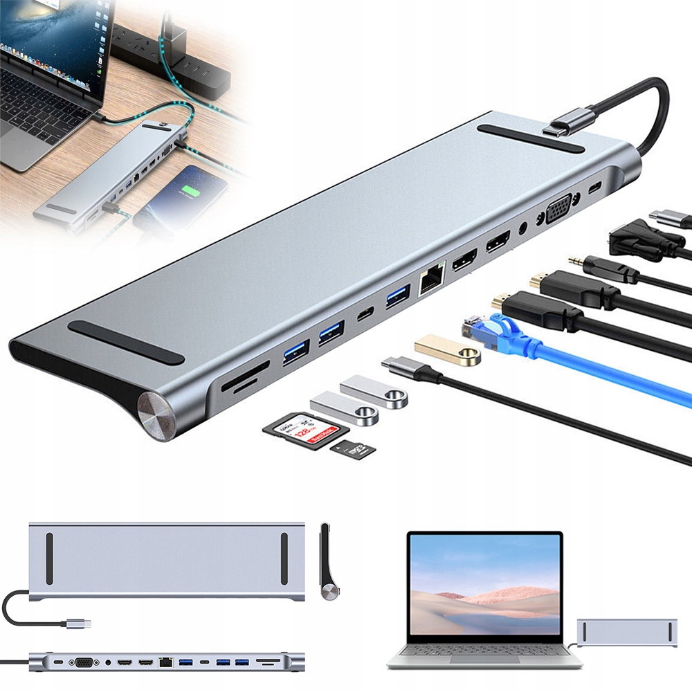 Dokovací Stanice 12V1 S Trojitým Displejem Hdmi Vga Usb 3.0 S Usb