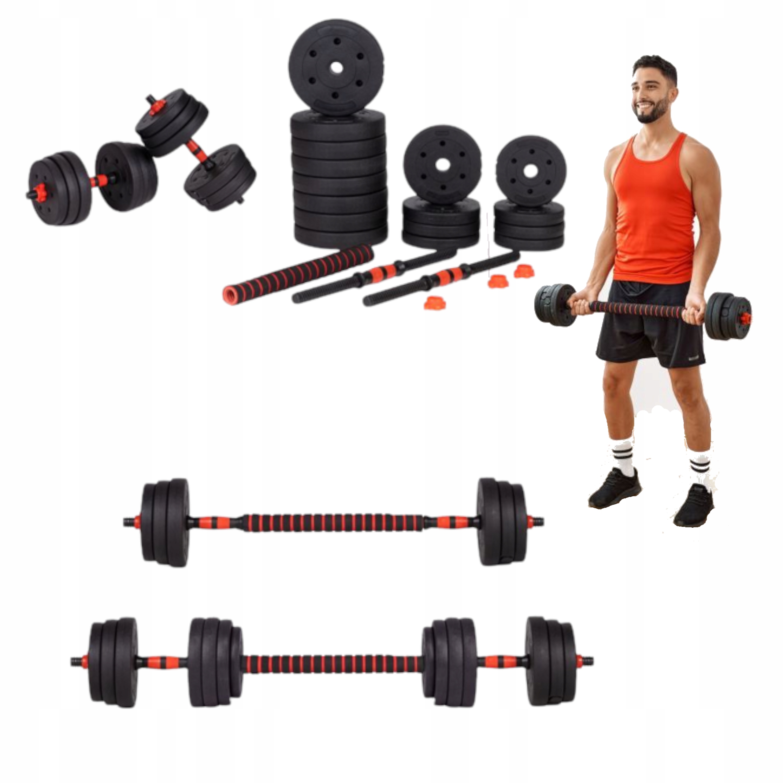 HANTLE 2W1 SZTANGA 40KG ZESTAW GRYF ŁĄCZNIK 2x20KG