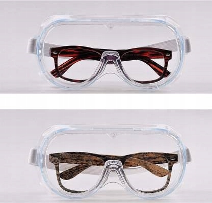 OKULARY OCHRONNE ROBOCZE POLIWĘGLANOWE LEKKIE Z GUMKĄ GOGLE BEZBARWNE BHP Model Gogle Ochronne Przeciwodpryskowe Nowe