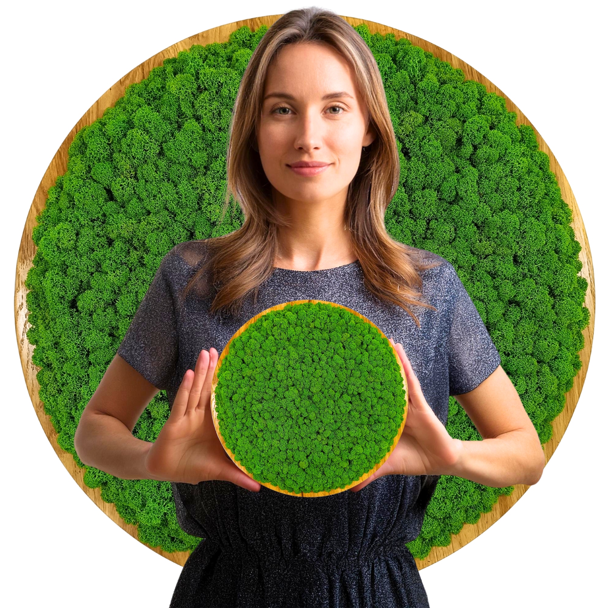 Obraz Z Mechu v dubovém dřevěném rámu 20 cm mech chrobotek Živý Obraz