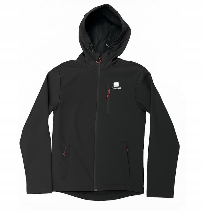 Kurtka Męska z kapturem Softshell Campus Essential czarna roz. L