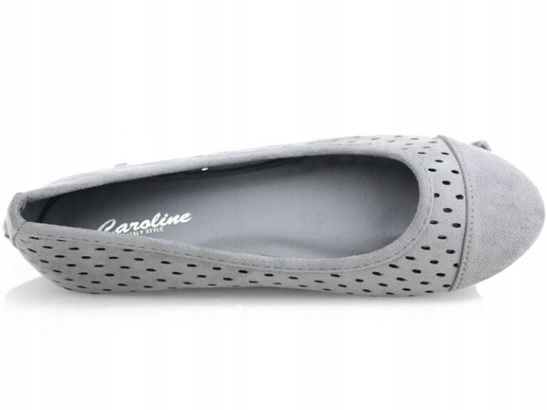 

Balerinki Ażurowe Baleriny Buty Szare F7SR2316 38
