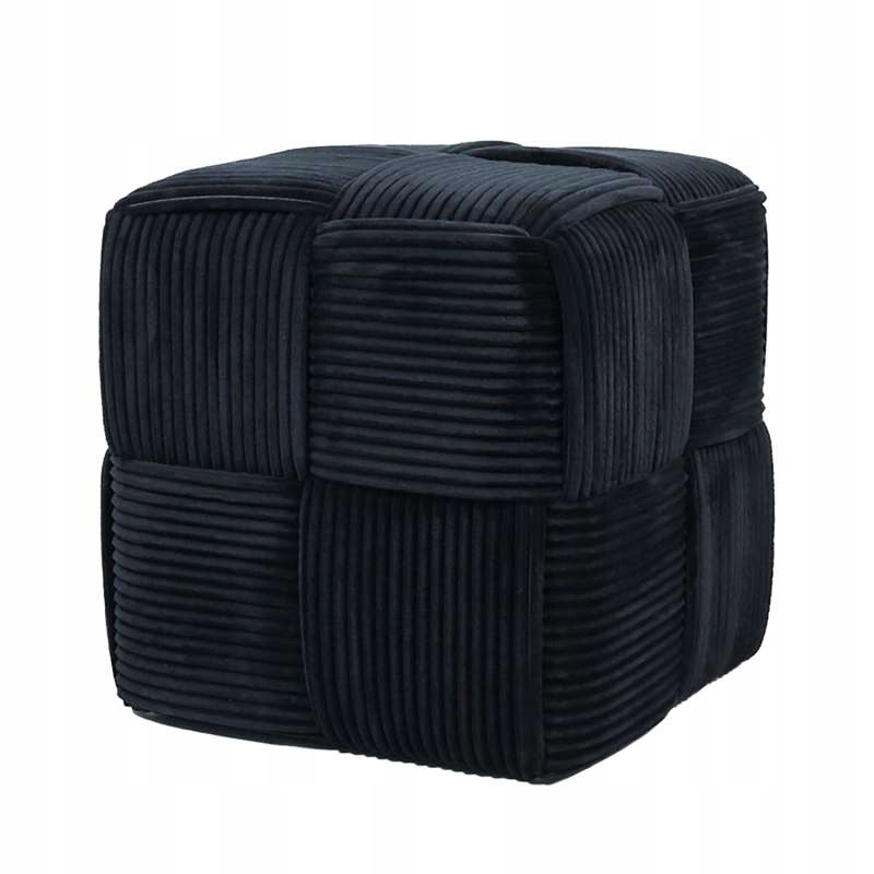 Taburet sedací taburet podnožka velurová černá 43x42,5 HTYG1081-SR