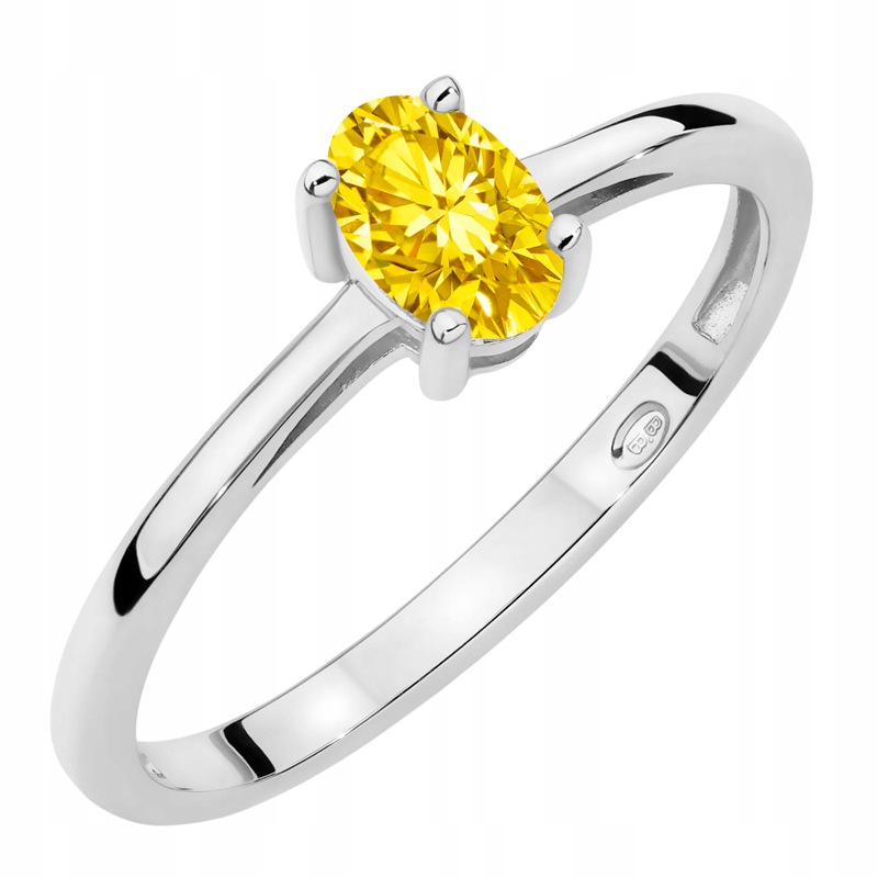 Zlatý Prstýnek pr. 585 14k s oválným laboratorním diamantem 0.50ct