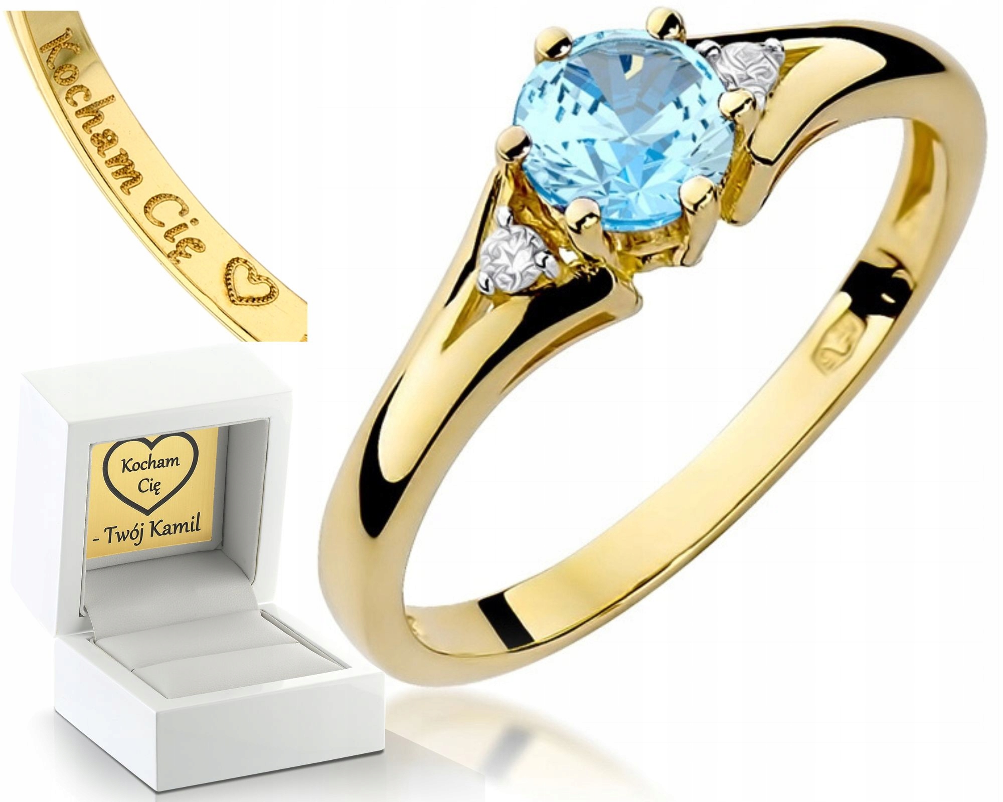 Prstýnek Topaz A Brilianty 585 Gravírování Bonus
