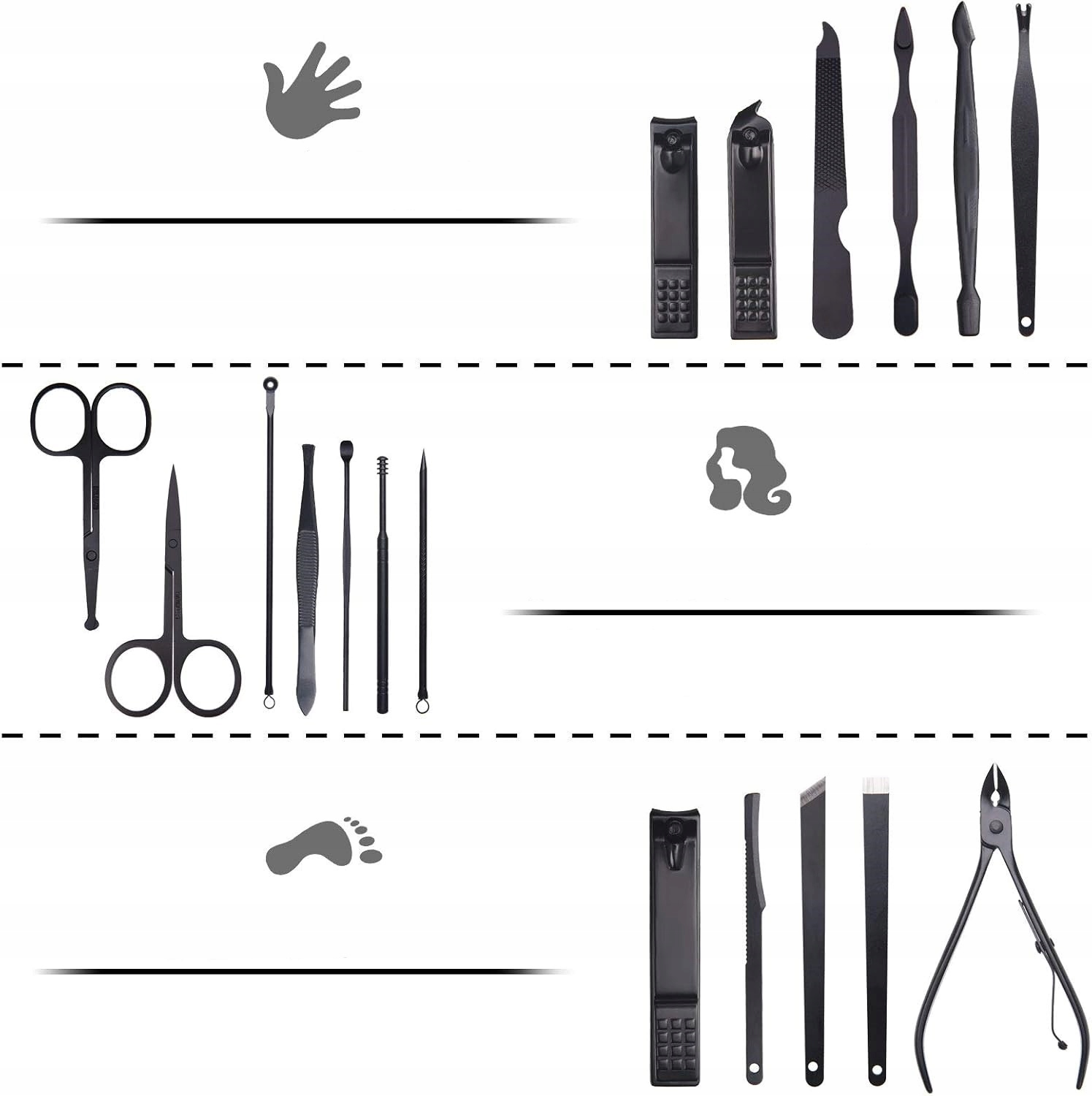 Profesionální sada na manikúru a pedikúru pro péči o obličej 19v1 Cestovní