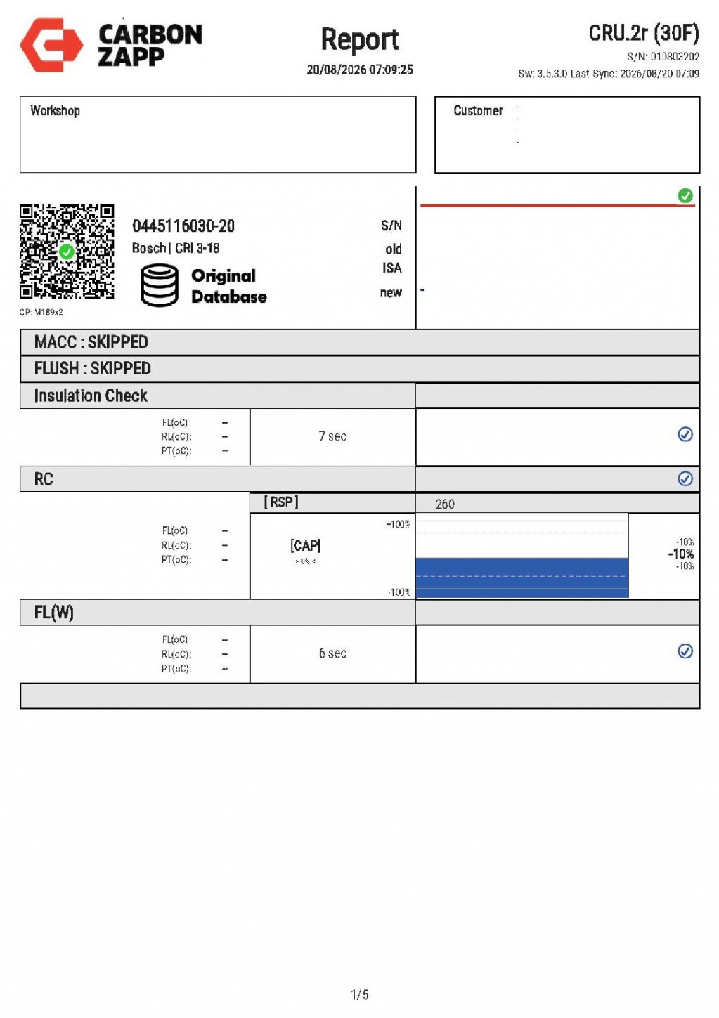 nozzle injector test 03L130277 0445116030 VW PASSAT B6 2.0 TDI 170 KM