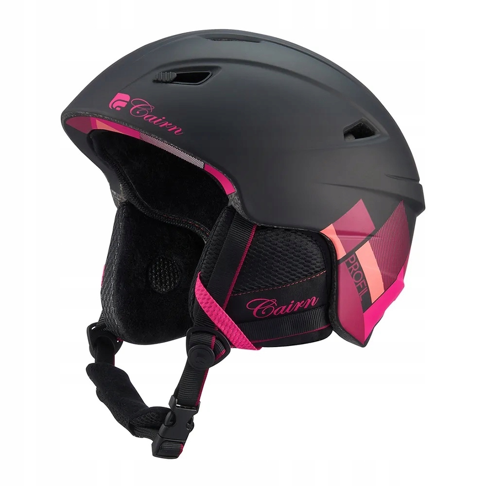 Silná francouzská lyžařská přilba Snowboard Cairn Profil 61-62 Černá Fuchsiová