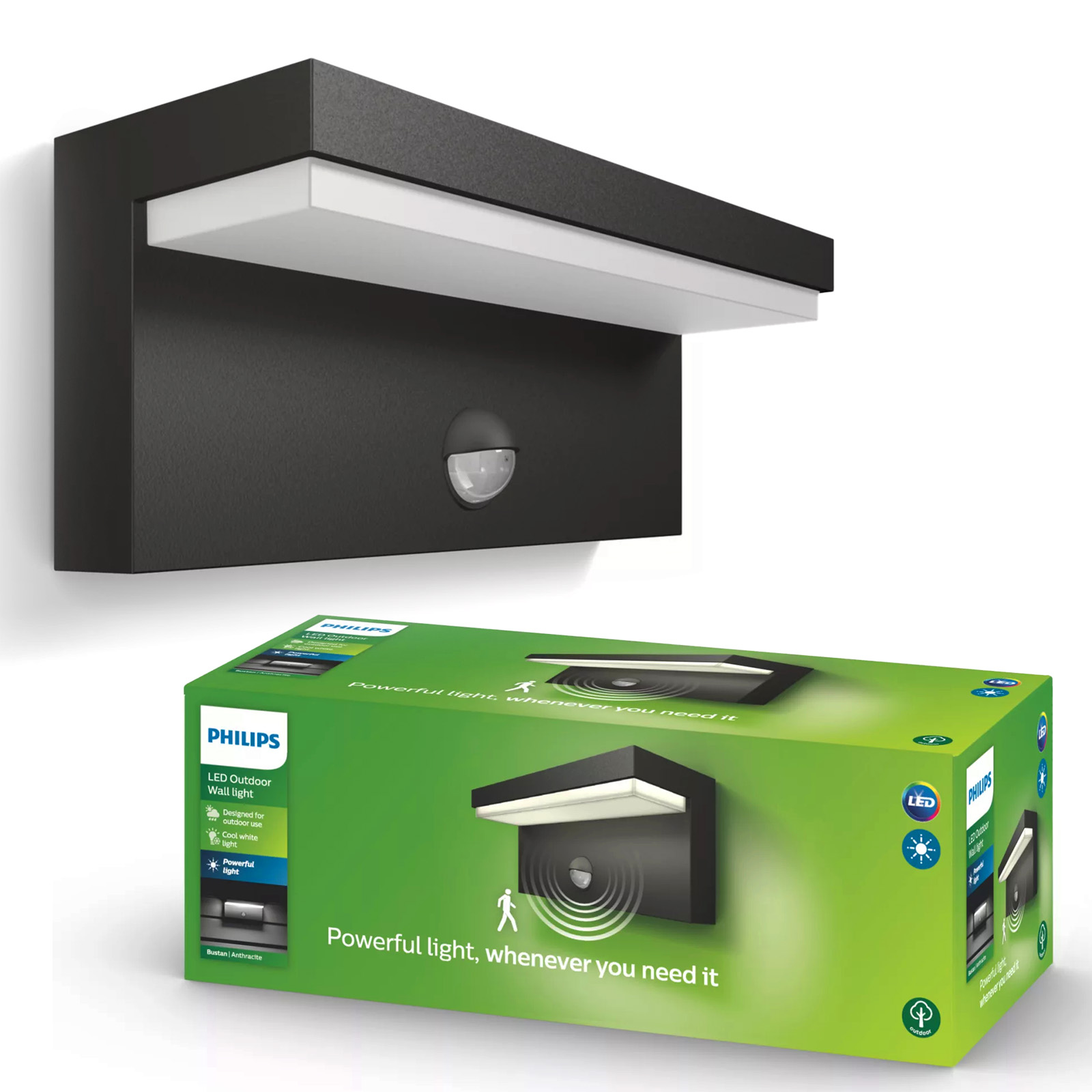 Vonkajšie nástenné svietidlo Philips Bustan Fasádna záhradná lampa s snímačom pohybu