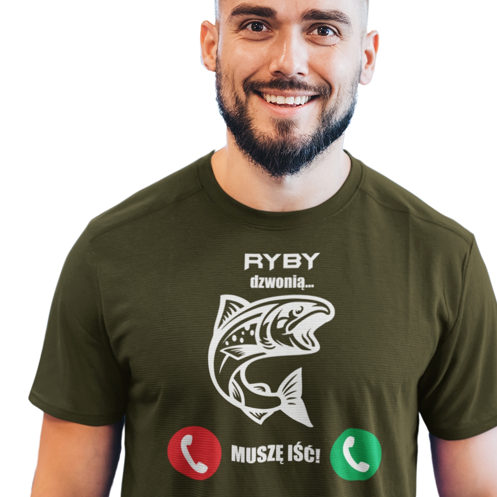

Męska koszulka dla Wędkarza Ryby dzwonią