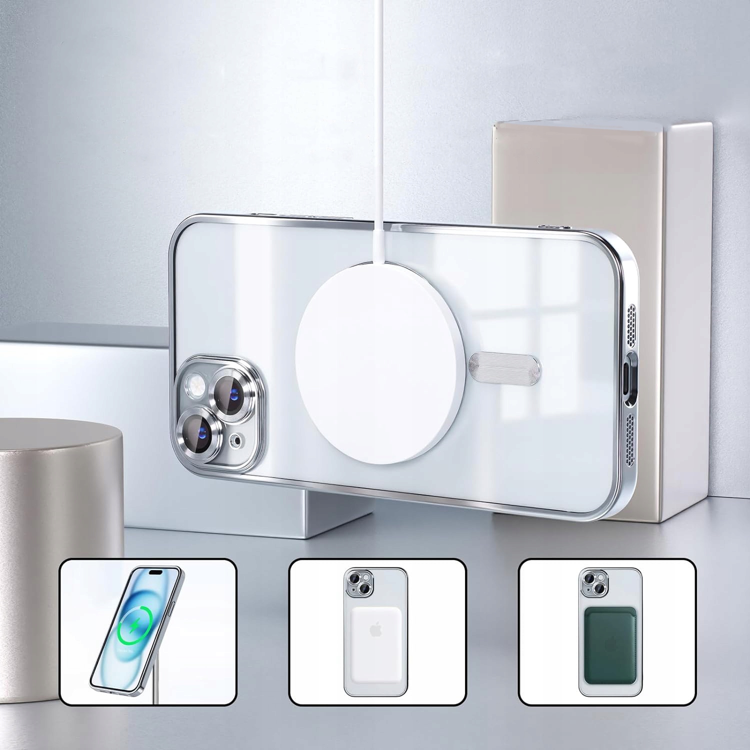 ETUI DO IPHONE 13 PRZEŹROCZYSTE OCHRONA APARATÓW DO MAGSAFE | SILVER Kod producenta Etui magnetyczne clear do iphone