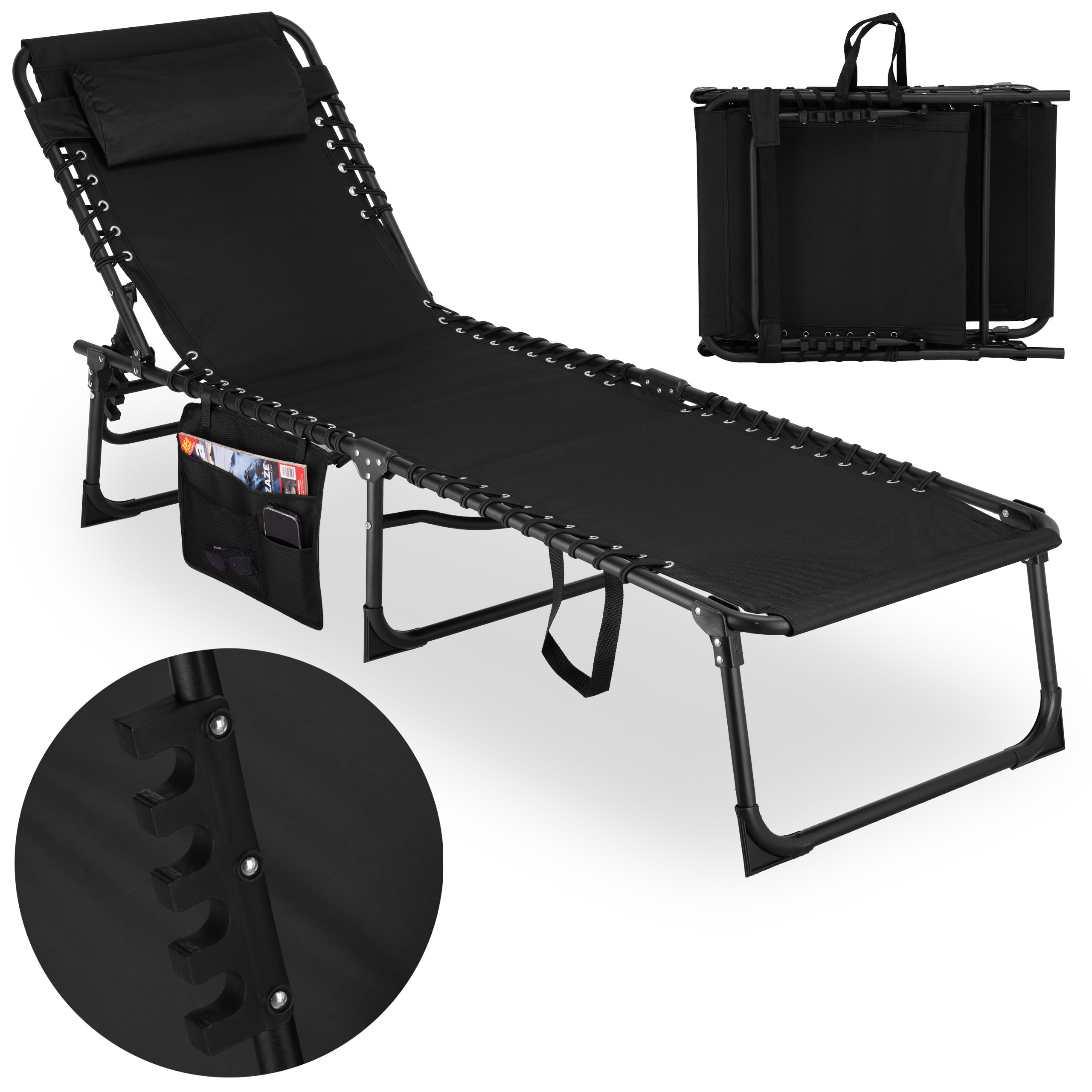 Leżak Ogrodowy Feniks Składany Plażowy Regulowany 5 Pozycji 150KG 189CM