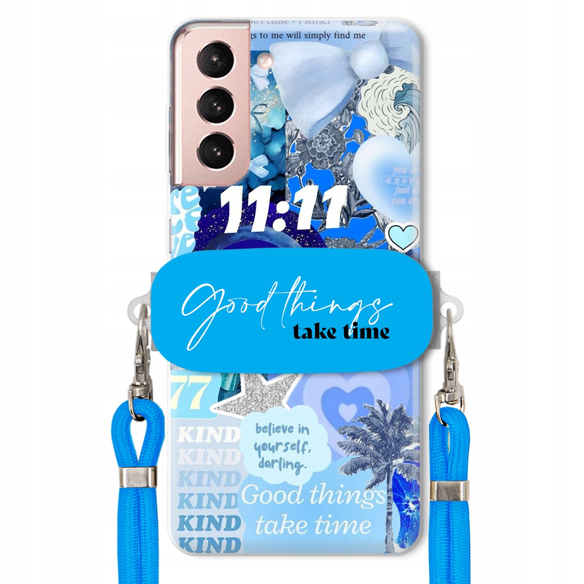 Pouzdro pro Samsung S21 Držák vodítko Crossbody Good Things Take Time Lata
