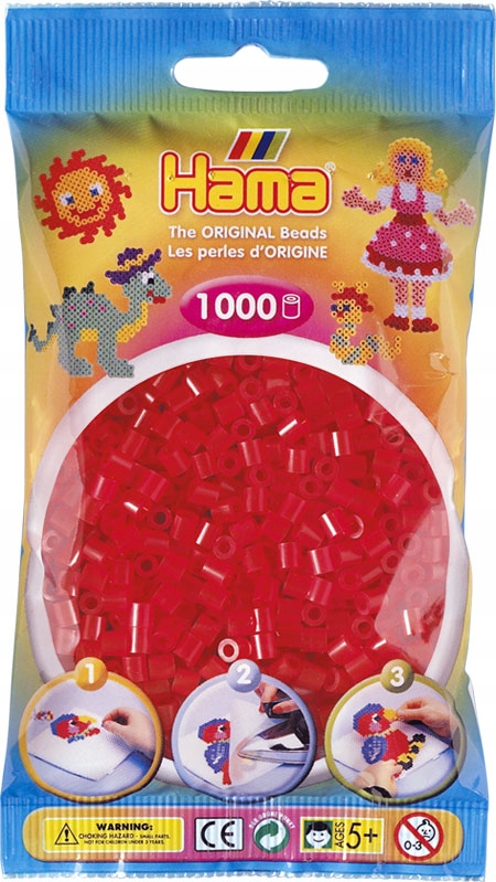 

Koraliki 1000szt czerwony transparent Hama MIDI 13