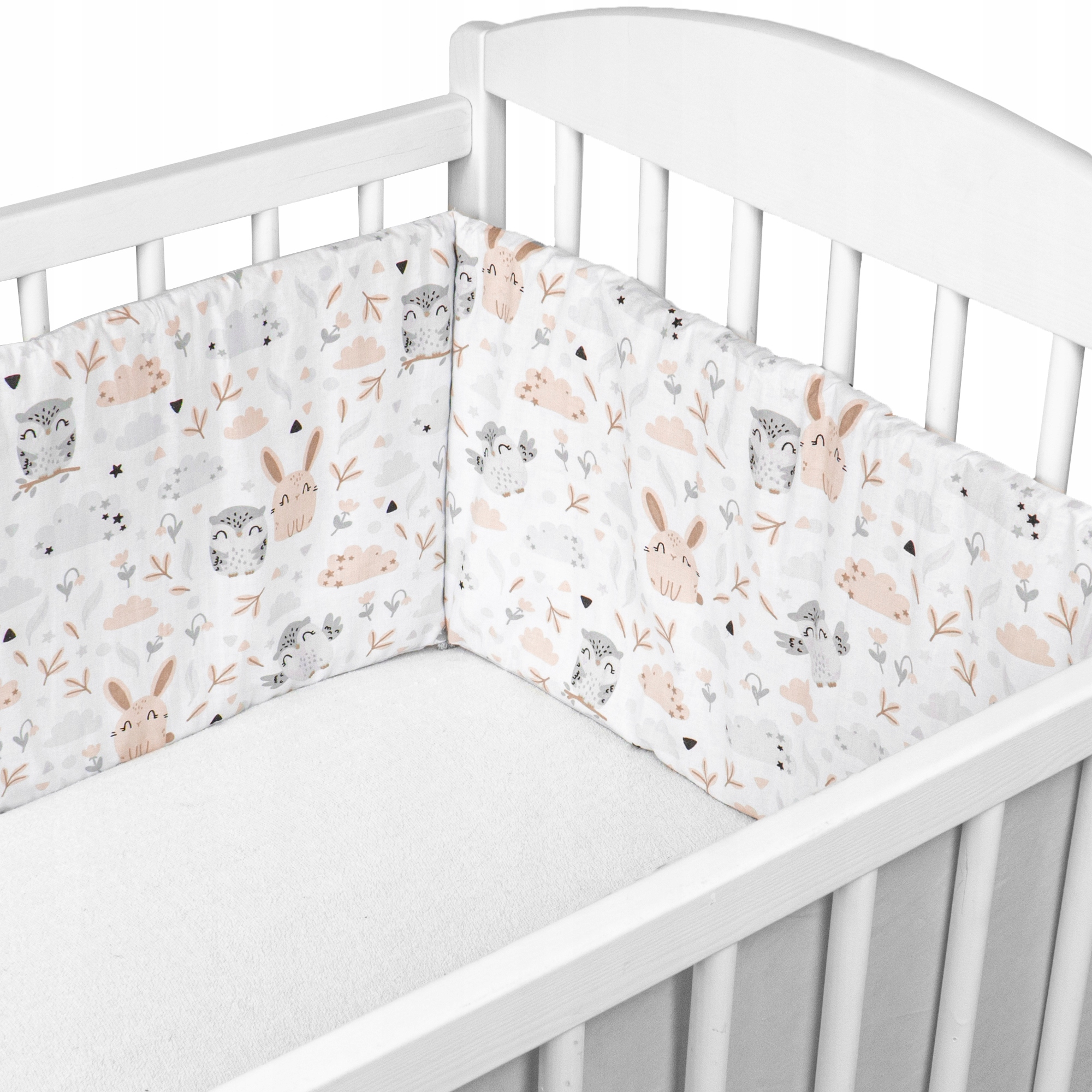 OCHRANIACZ DO ŁÓŻECZKA SOWY KRÓLIKI BAWEŁNA 180 CM