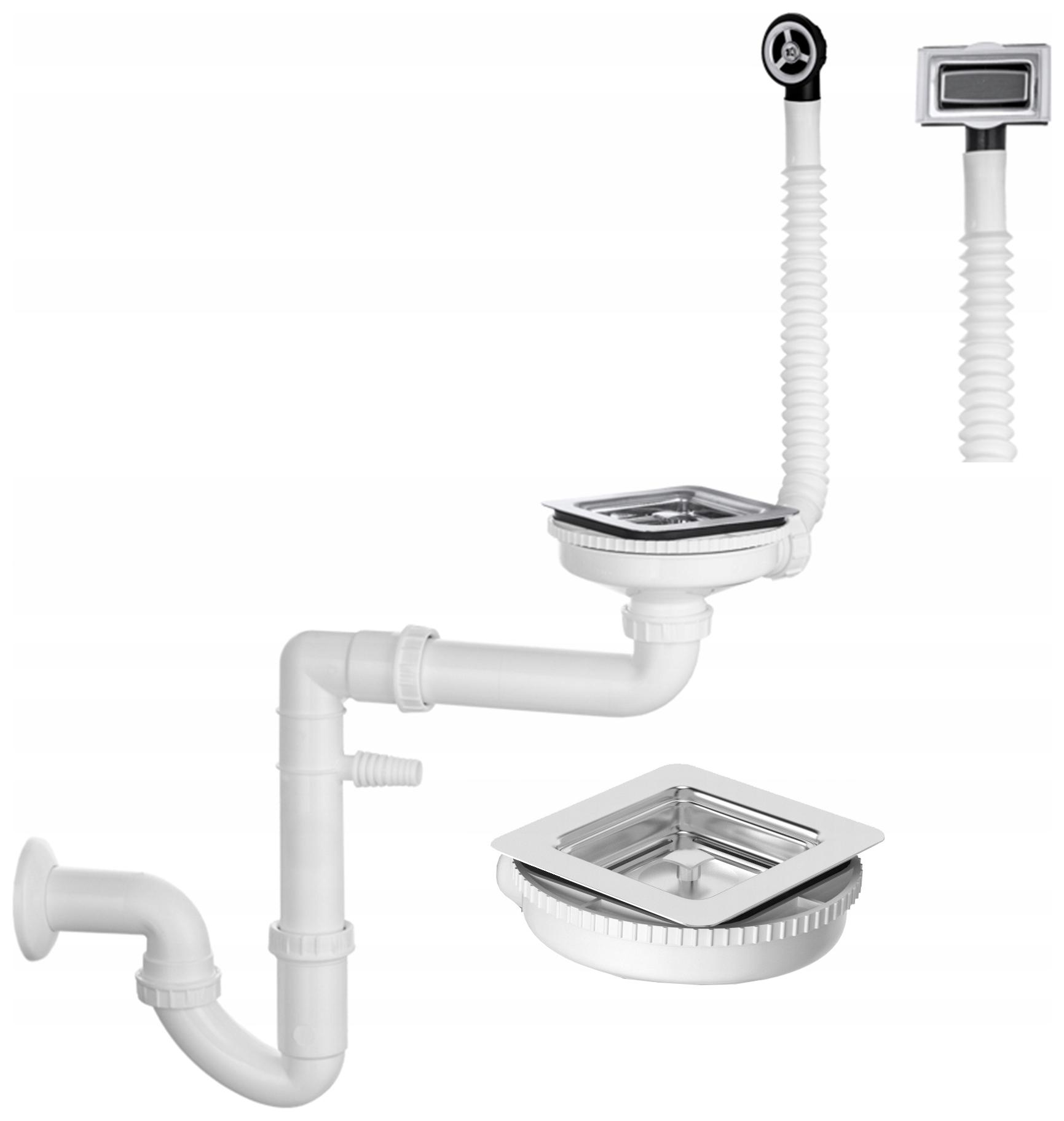 Sifón Do Drezu Jednokomorový Štvorcový Odtok Dva Manuálne Odtoky