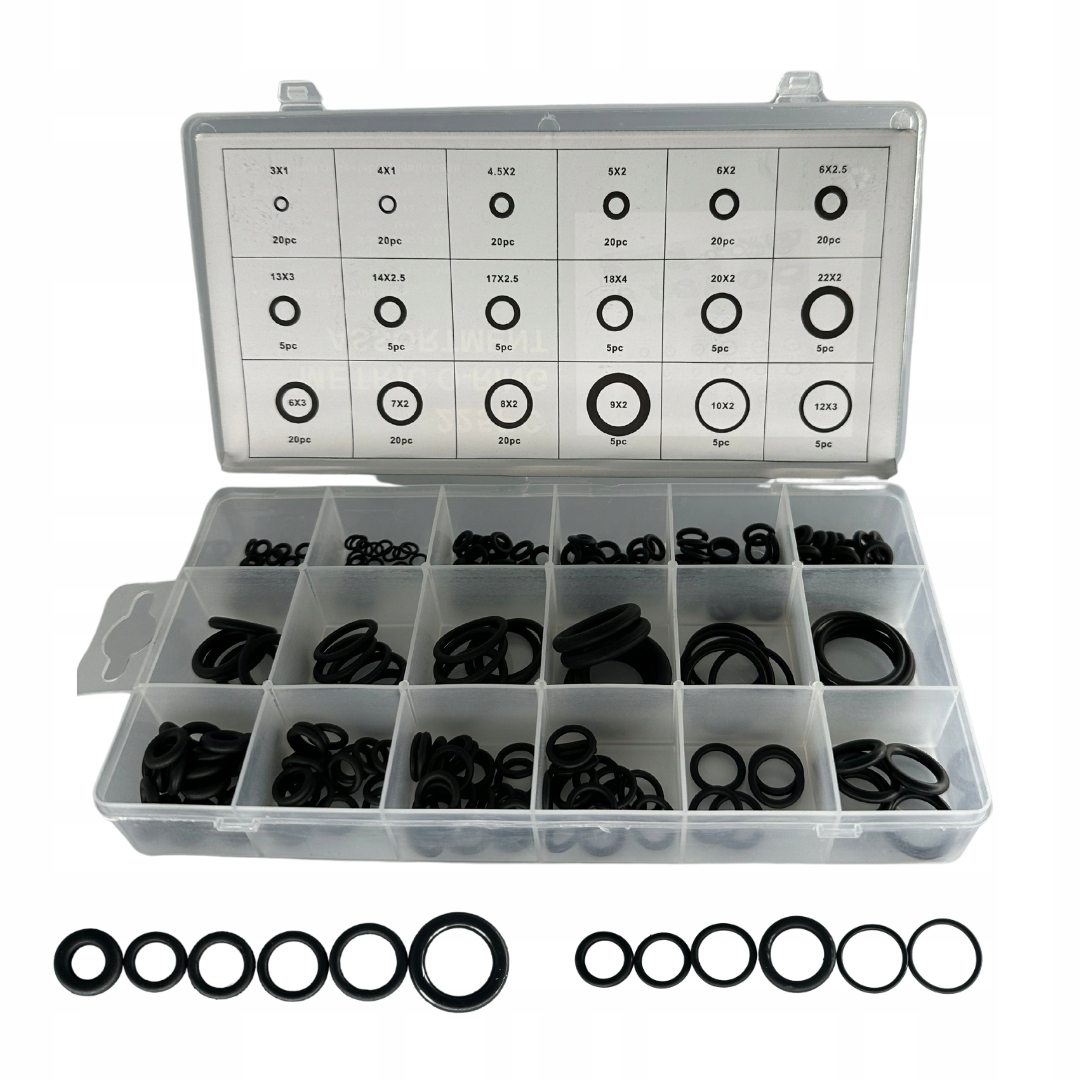 Sada oringů, oringy, těsnění, gumové gumičky 225kusů