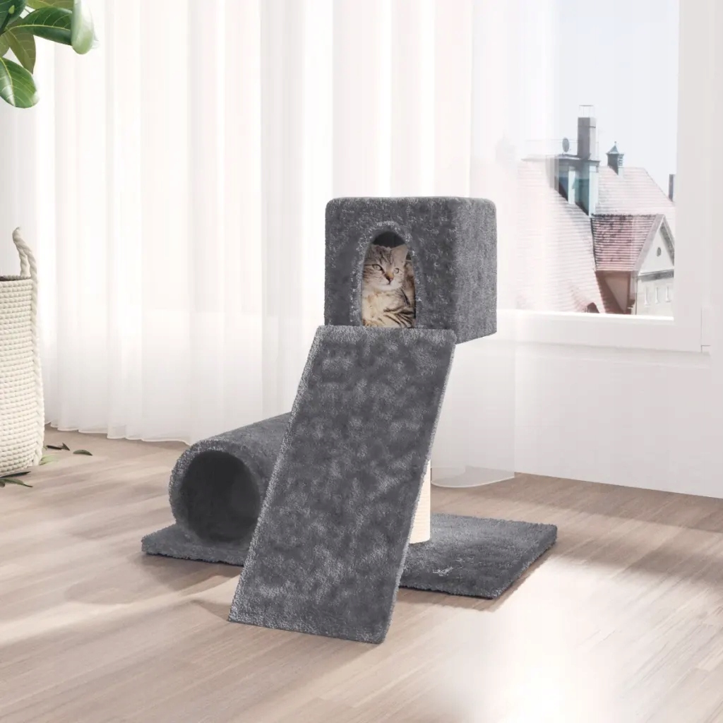 Levně Škrabadlo pro kočky se sisalovým sloupkem tmavě šedé 59 cm