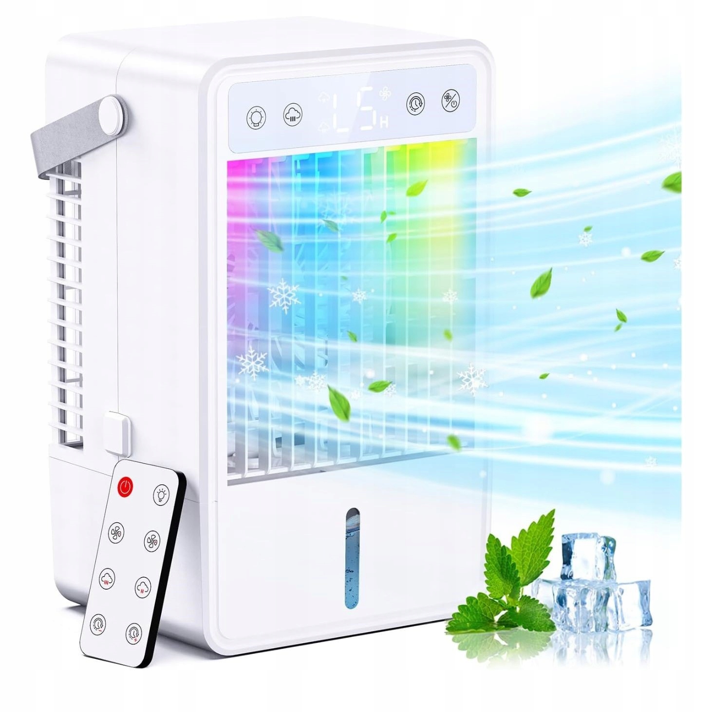 Přenosný klimatizátor 4v1 Led 5 rychlostí 1500 ml nádrž s dálkovým ovládáním