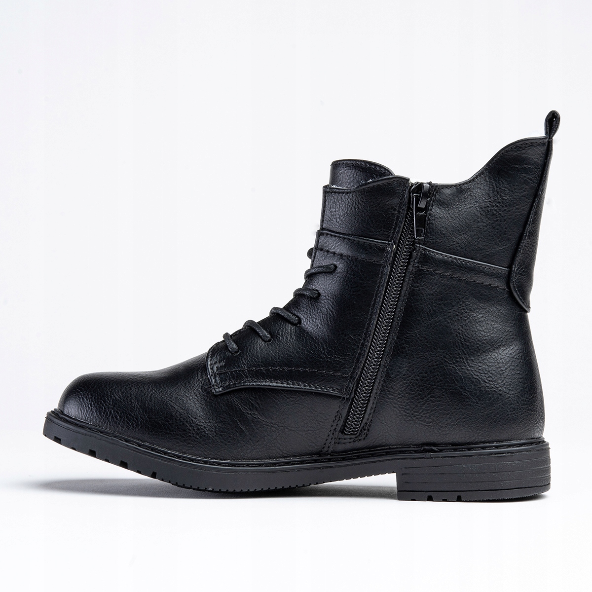 Trzewiki dziewczęce botki OCIEPLANE kożuszkiem modne SUWAK czarne Wojtyłko Kod producenta 5Z21019C