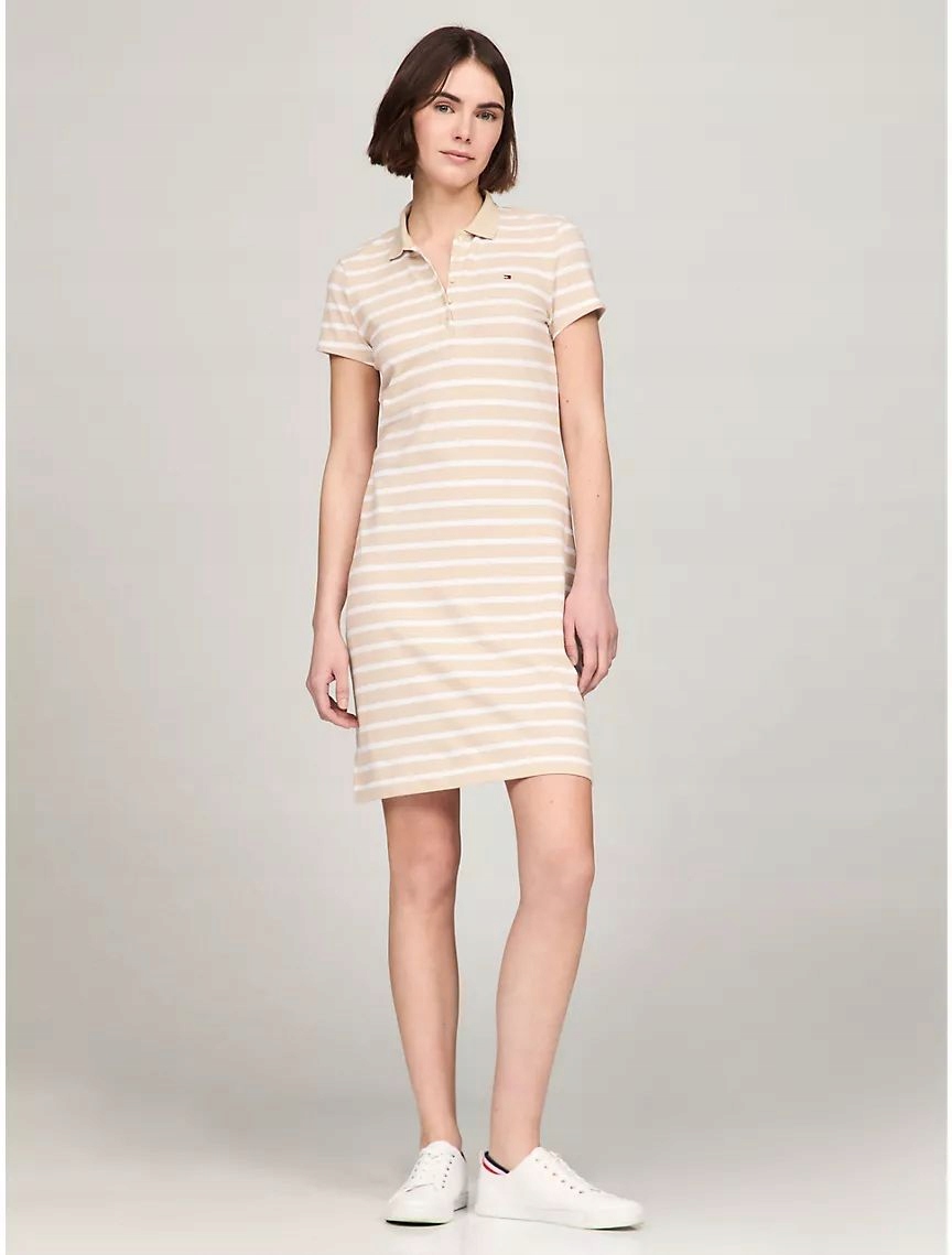 Tommy Hilfiger dámské polo šaty s límečkem béžové M