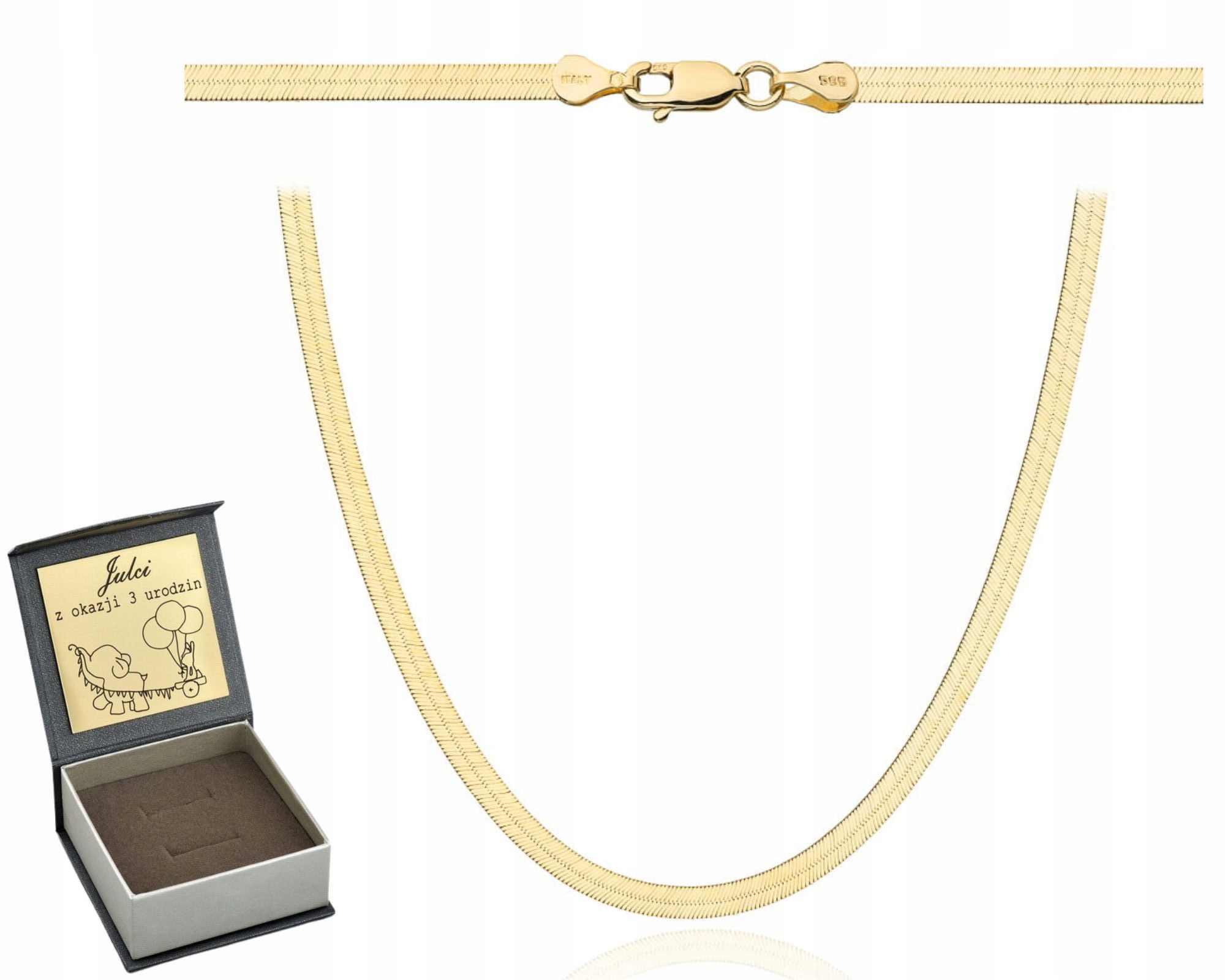 Zlatý Řetízek Řetěz Zmijka 585 Gravírování 40 CM Dárek Pro Ženu