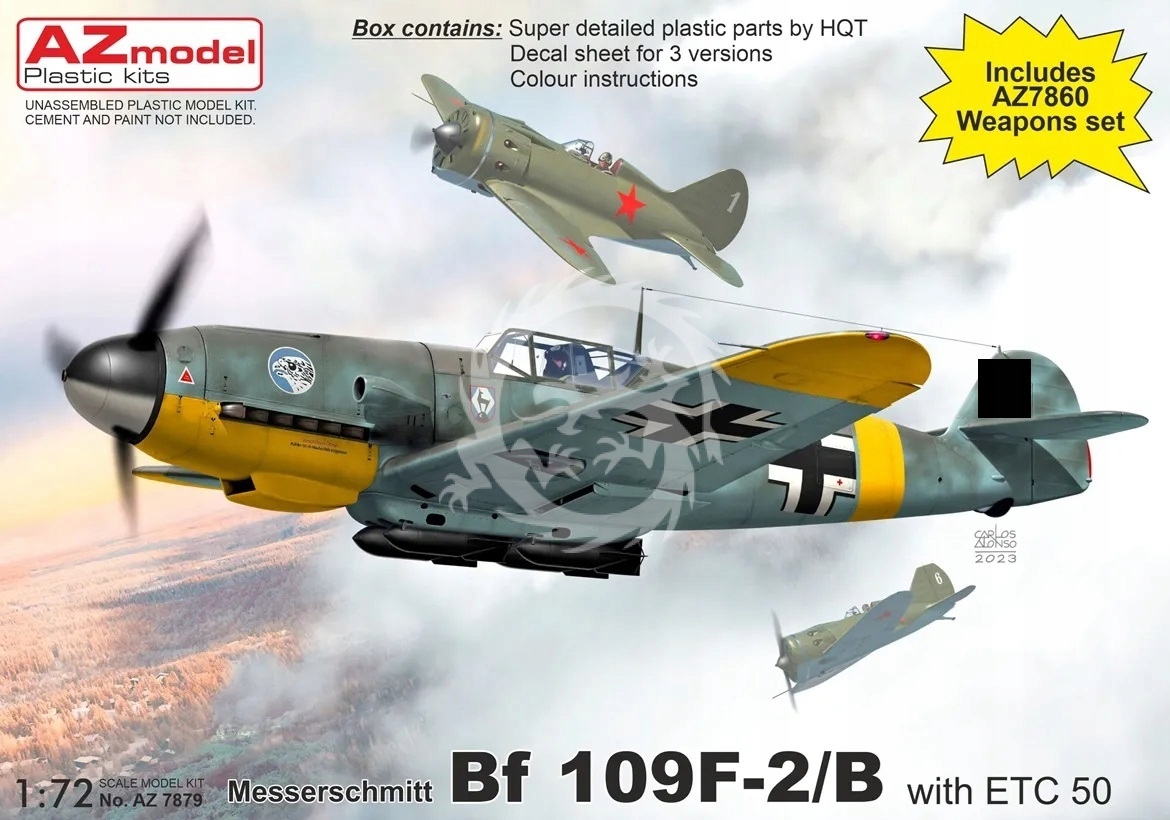 Messerschmitt Bf 109F-2/B with Etc 50 AZmodel Az 7879 měřítko 1/72