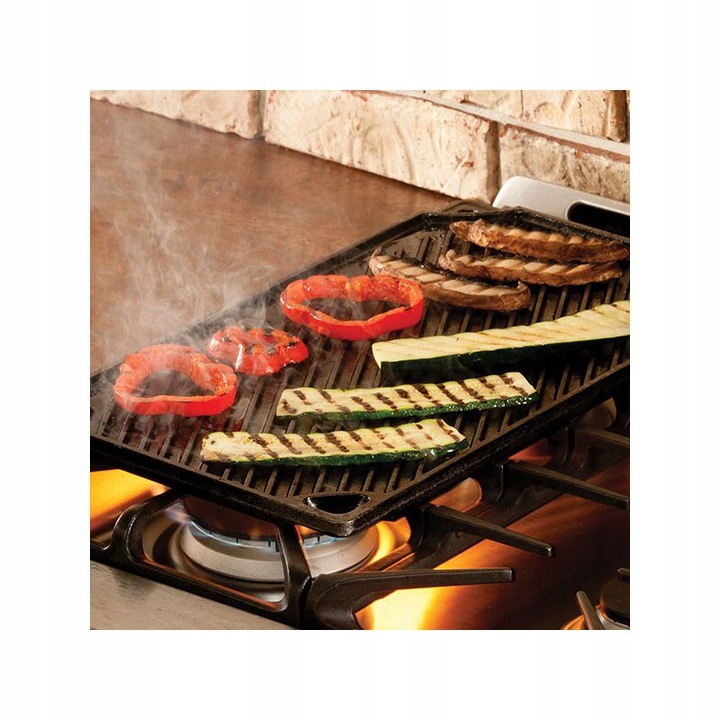 PŁYTA ŻELIWNA GRILLOWA PATELNIA GRILLOWA RUSZT Kształt prostokątny