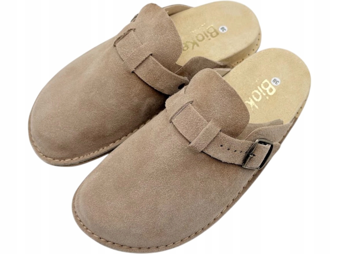 Nazouváky kožené pohodlné semišové BioKen Fusbet Greige