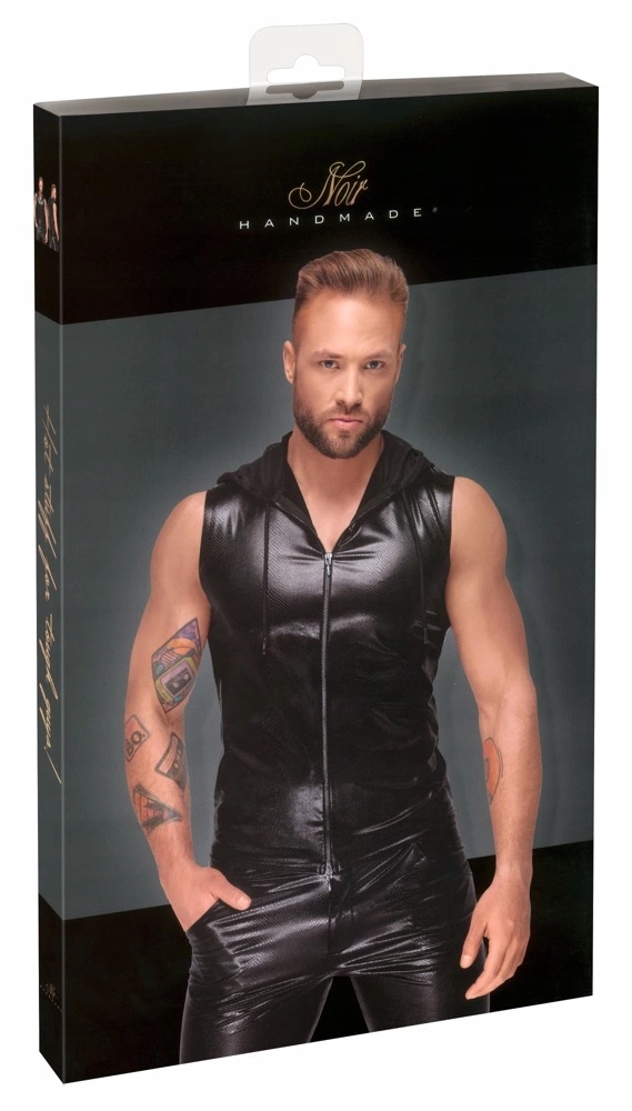 Noir 2XL Pánská mikina bez rukávů s kapucí Černá Skora Hada