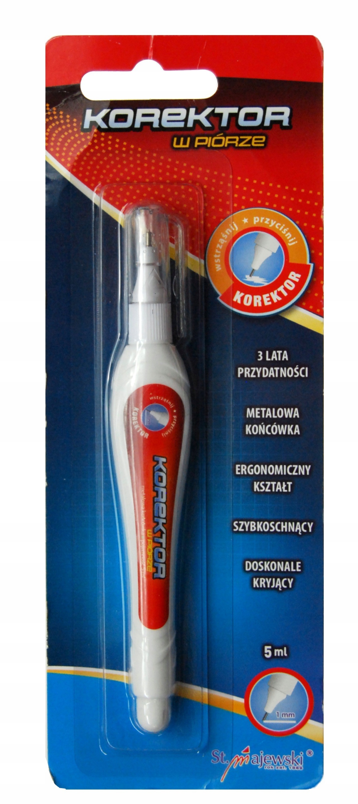 

Korektor w piórze 5 ml Majewski Czerwony