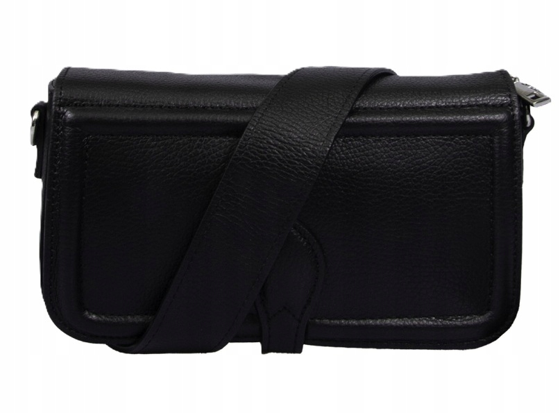 Malá módní kabelka Crossbody Allora Černá z přírodní kůže na opasku