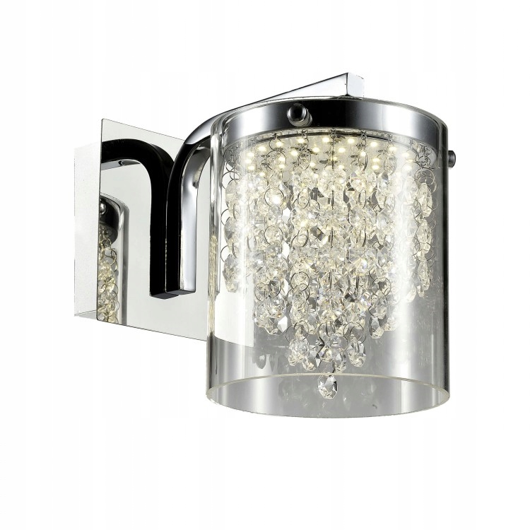 Nástenná lampa v štýle glamour v tvare valca nad schody Cantos, chróm