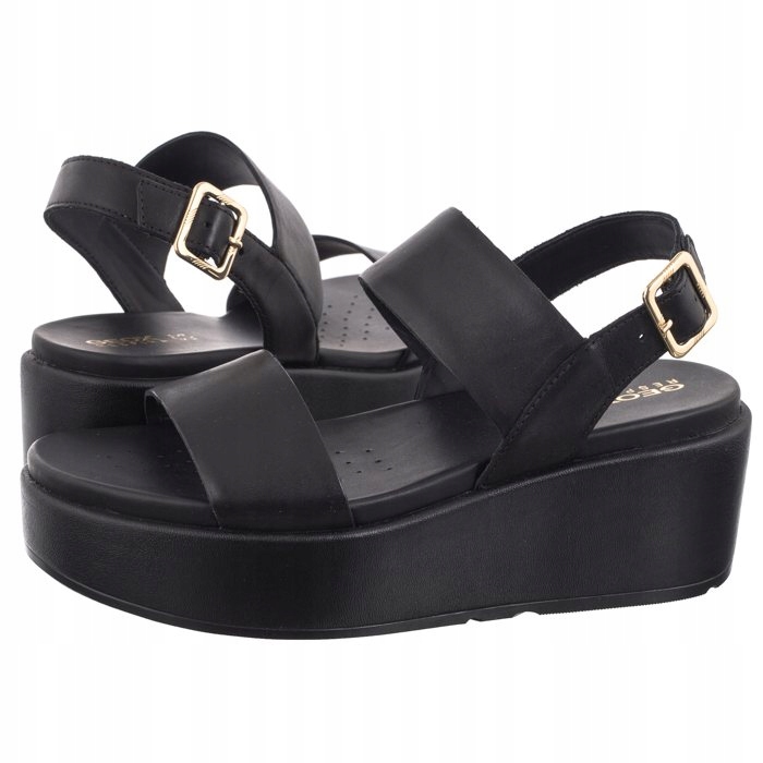 Sandály na podpatku Geox D Xand 2.2S Black D45M1A Černé