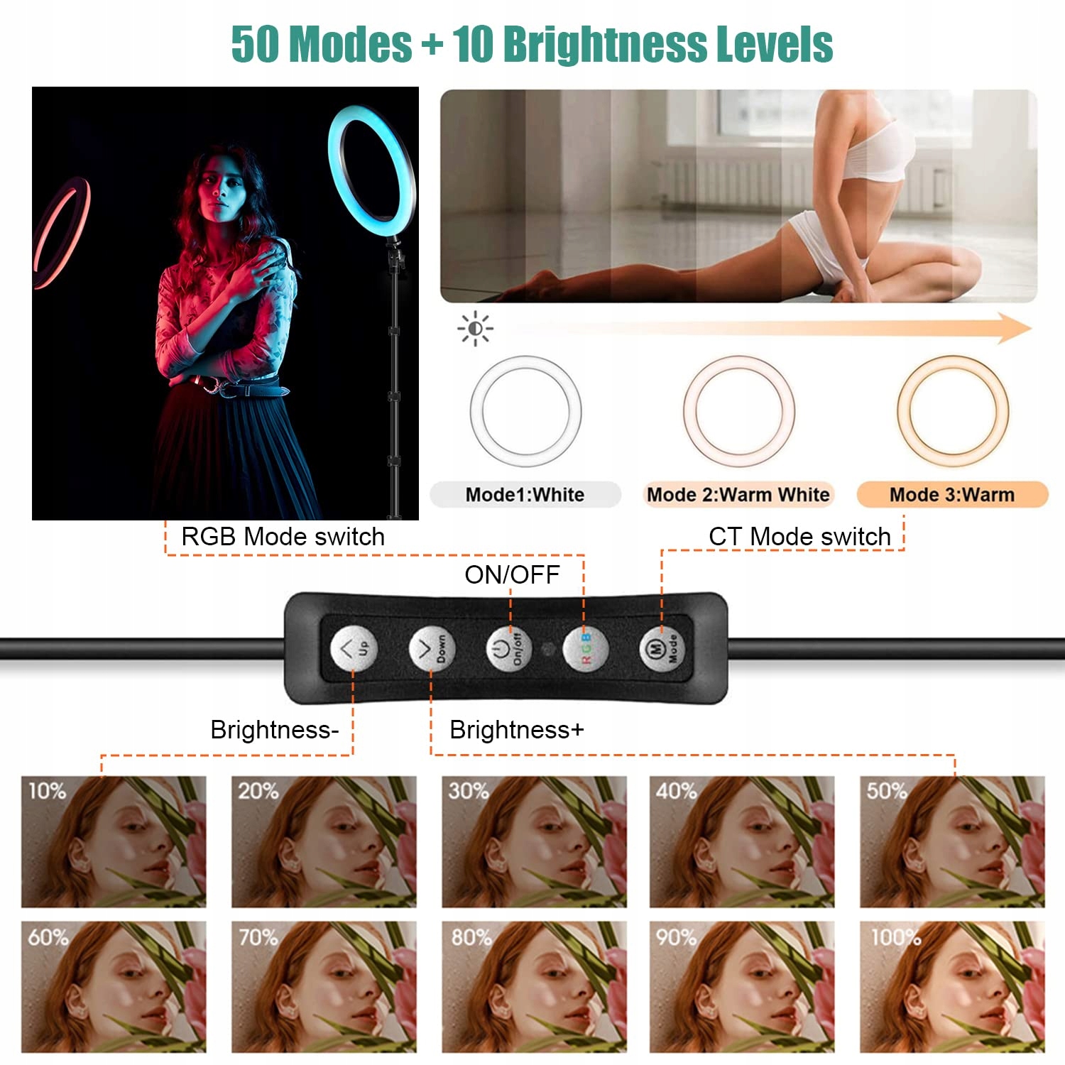 AYAMAYA Zestaw Lampa Pierścieniowa 10" RGB do Selfie — miniatura 5