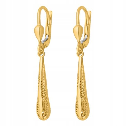 Závěsné zlaté 585 náušnice sopky jsou fantazijně zdobené otvory a dárek