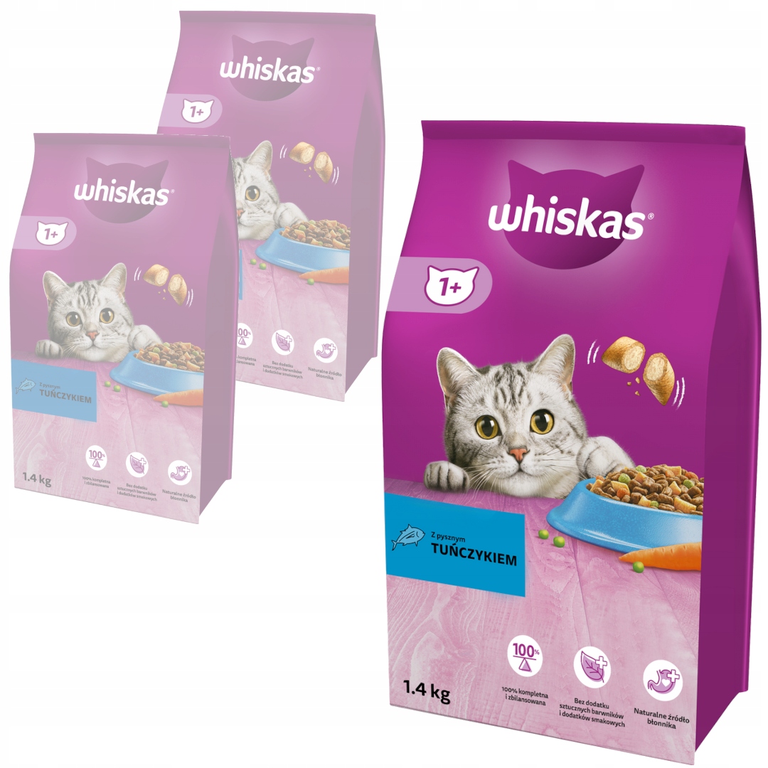 Whiskas Adult 3x1,4kg Suché Krmivo pro dospělé kočky s tuňákem