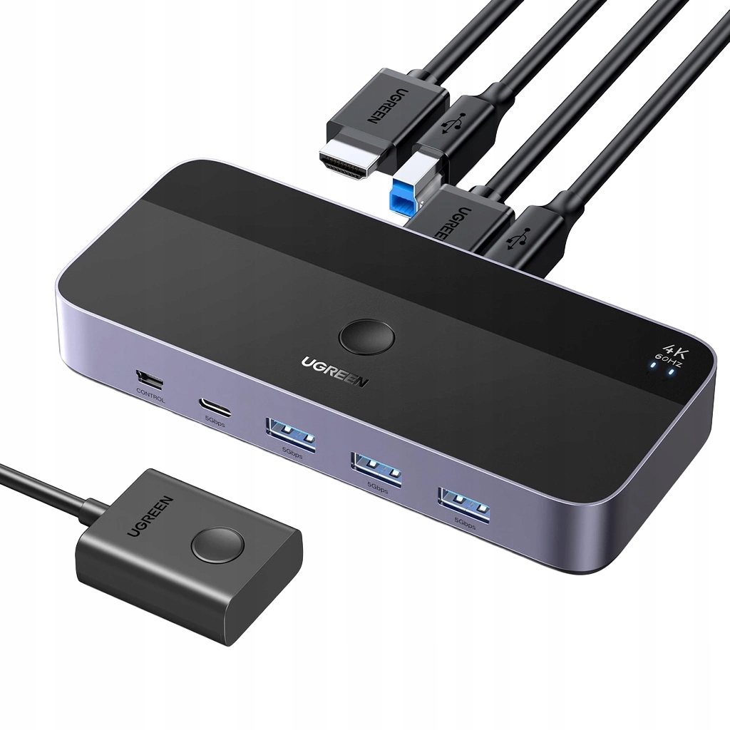 Hub Switch 2v1 Ugreen s přepínačem, Hdmi 4K 60Hz Usb-c Usb-a Kvm malý
