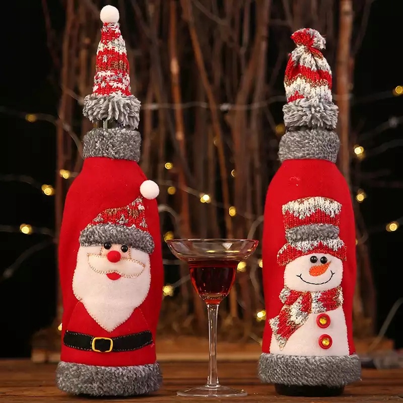 POKROWIEC UBRANKO i CZAPECZKA NA BUTELKĘ NA ŚWIĘTA Motyw mikołaj