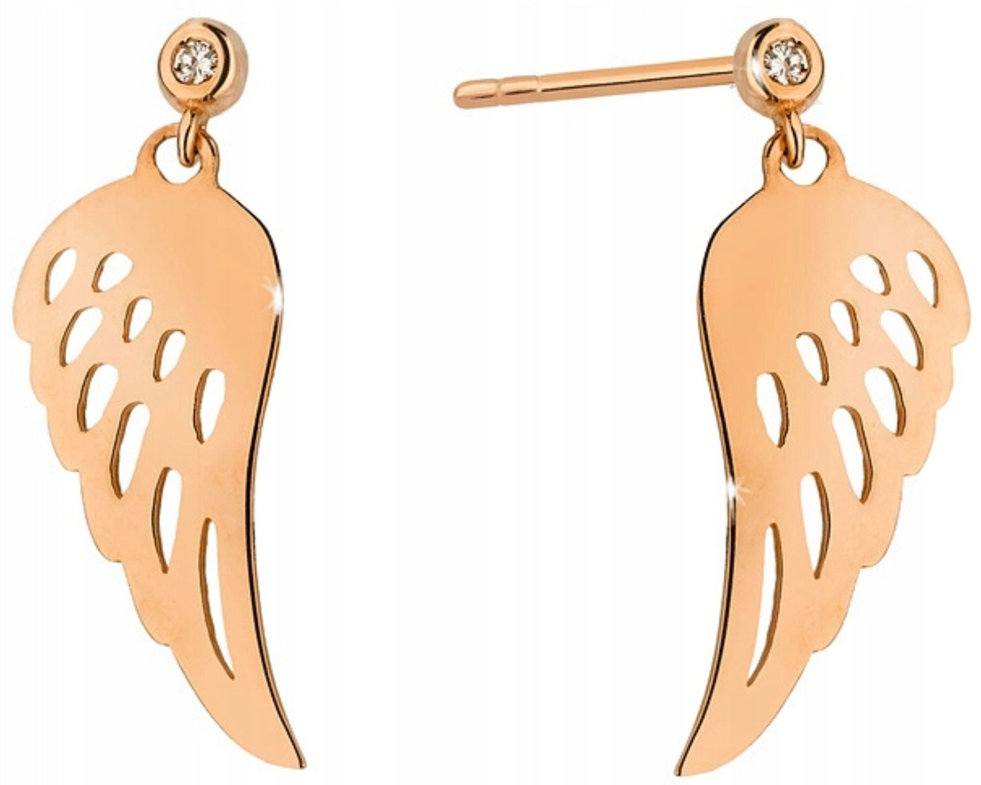 Náušnice v růžovém zlatě s brilianty, andělská křídla