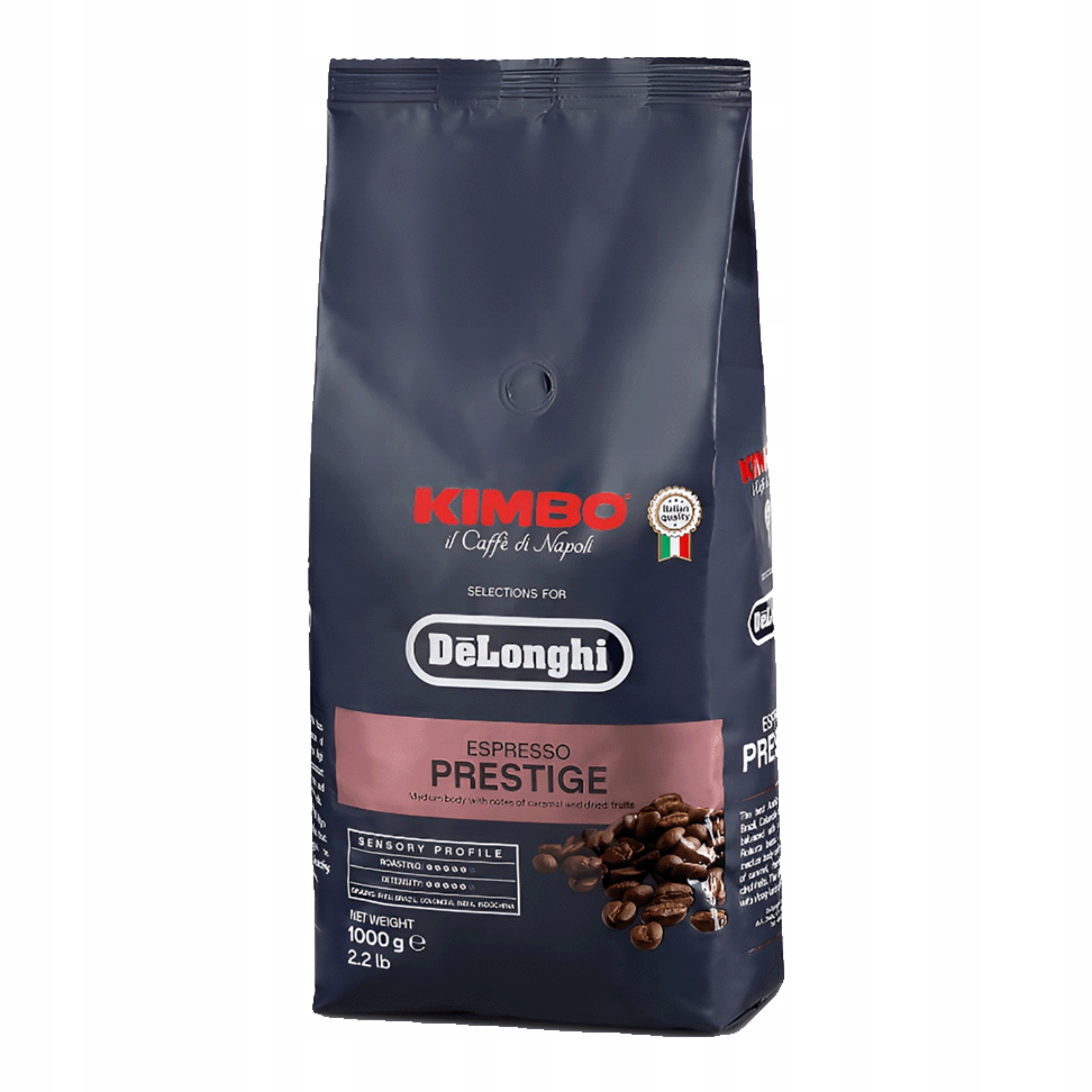 Levně Káva zrnková De'Longhi Kimbo Prestige Arabica a Robusta, 1 kg