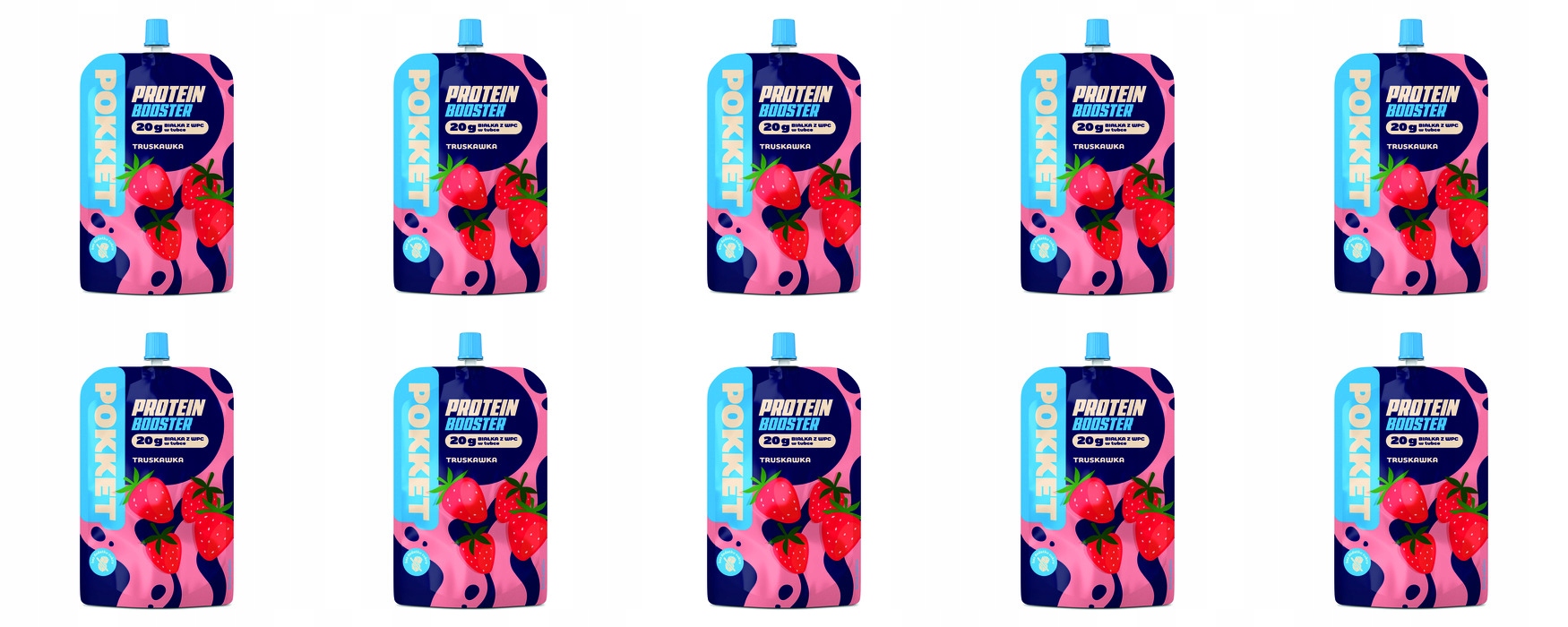 Levně 10 x 180 g Dawtona Pokket Mus Protein booster jahodový Karton