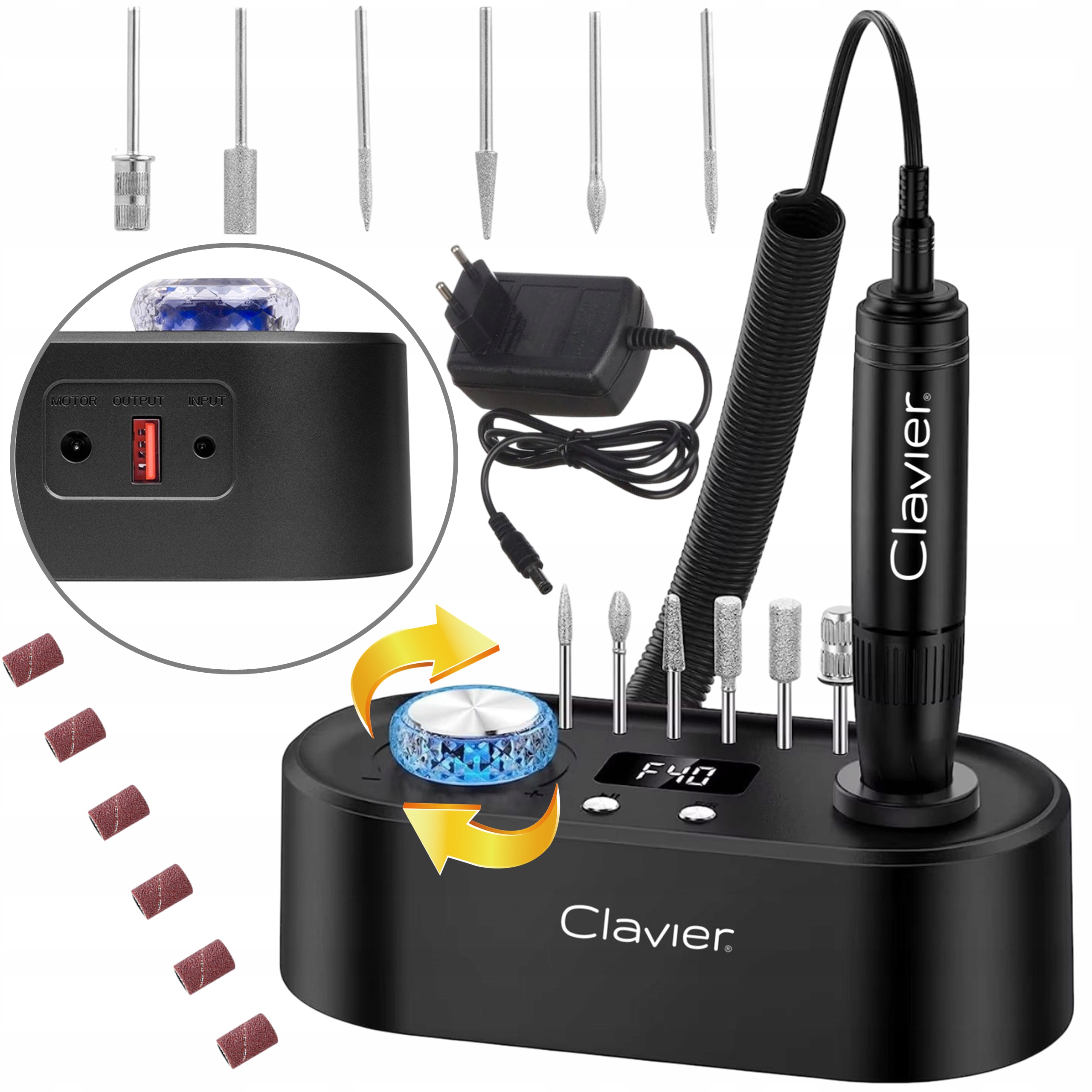 Frezarka do paznokci Fx 750 Clavier manicure, pedicure 65W, black czarna