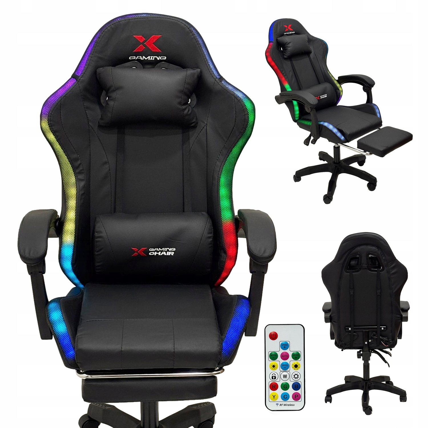 Kancelářská herní židle Křeslo Pro Hráče Xgaming černá Led Rgb